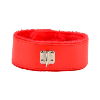 Bound to Please Furry Collar with Leash Red