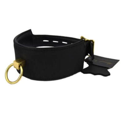 BOUND Collier en cuir Noir nubuck avec anneau en O