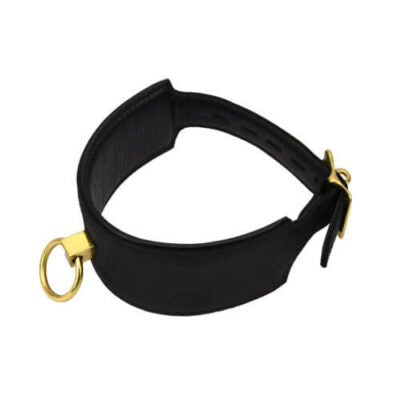 BOUND Collier en cuir Noir nubuck avec anneau en O