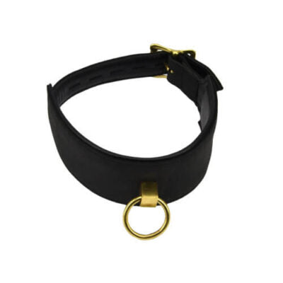 BOUND Collier en cuir Noir nubuck avec anneau en O