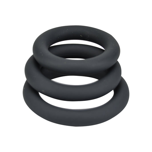 Loving Joy Thick Silicone Cock Rings 3 Pack Grey - Hotjim