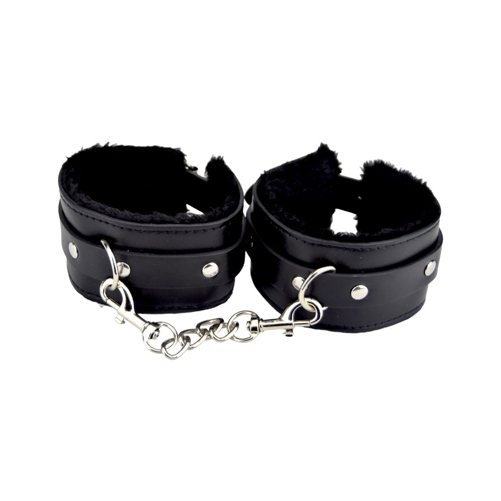 Bound to Please Furry Plush Wrist Cuffs Black - Hotjim