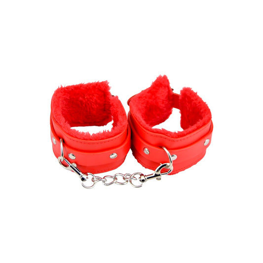 Bound to Please Furry Plush Wrist Cuffs Red - Hotjim