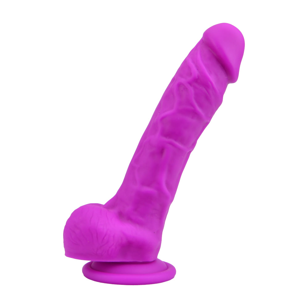 Loving Joy 8 Inch Realistic Silicone Dildo with Suction Cup and Balls Purple - Hotjim