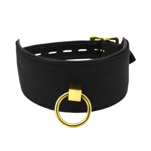 Bound Noir Nubuck Leather Collar with O Ring - Hotjim