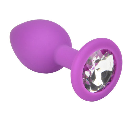 Loving Joy Jewelled Silicone Butt Plug Purple -Small - Hotjim