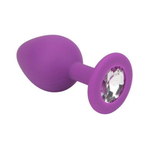 Loving Joy Jewelled Silicone Butt Plug Purple - Medium - Hotjim