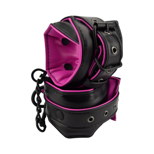 Bound to Please Pink & Black Ankle Cuffs - Hotjim