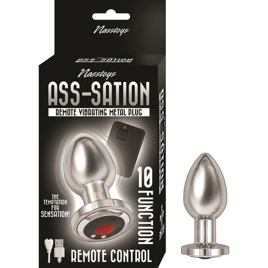 Ass-Sation Remote Controlled Vibrating Metal Butt Plug Silver - Hotjim